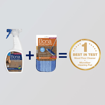 Bona wood floor cleaning kit with descriptions